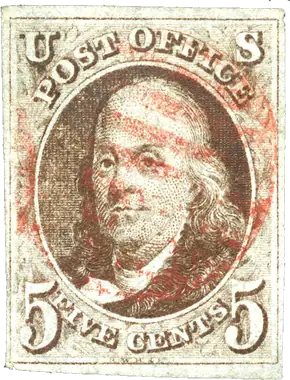 Franklin, five cents, United States, 1847
